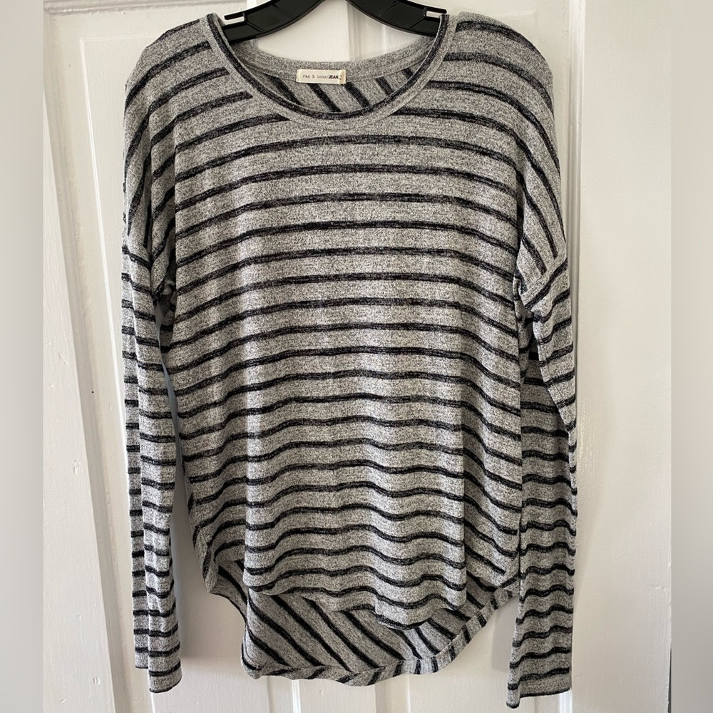 Rag & Bone long-sleeve, grey and black stripe, small